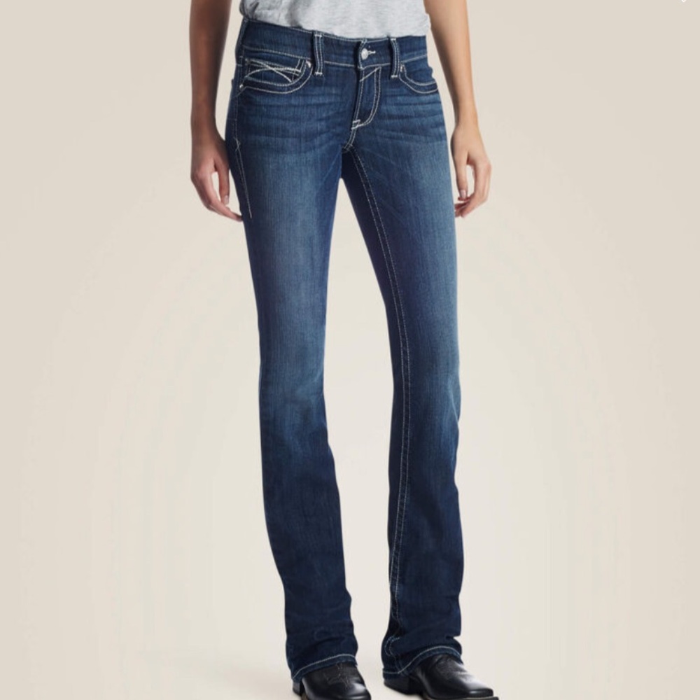 Ariat R.E.A.L. Low Rise Stretch Rosy Whipstitch Boot Cut Jean Lakeshore 30R